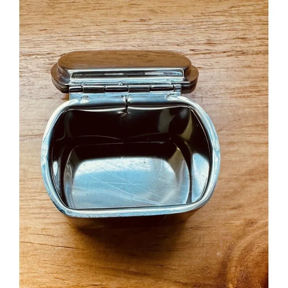 Beautiful Abalone Mother Of Pearl Small Trinket Jewelry Snuff‎ Box Stainless VTG